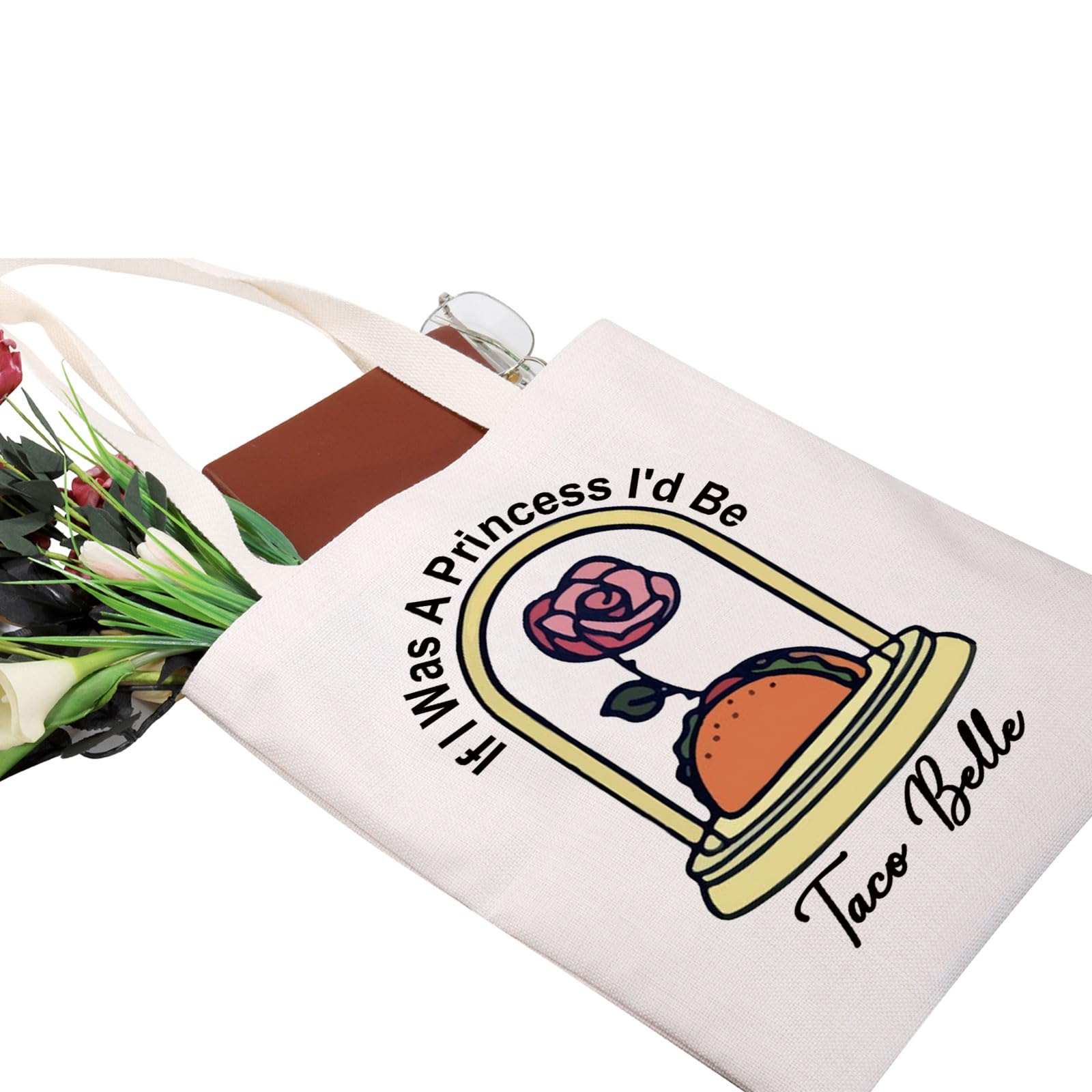 ZJXHPO Taco Belle Tote Bag If I Was A Princess I'd Be Taco Belle Reusable Grocery Shopping Bag Taco Lover Gift