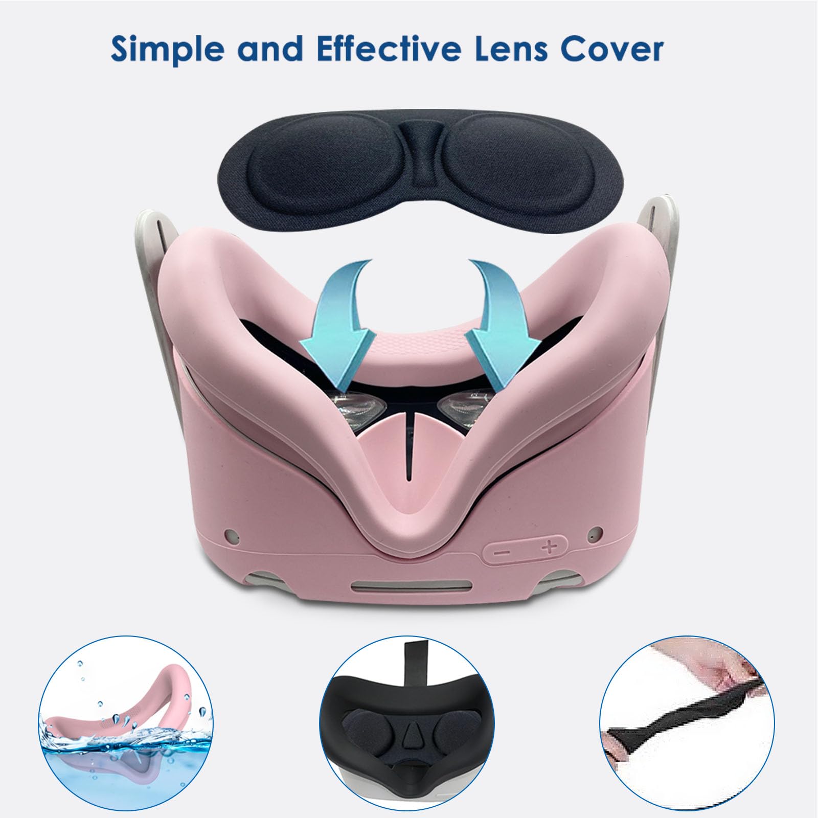 Set di cover in silicone compatibili con accessori Oculus/Meta Quest 2, include impugnature per controller e copertura per il viso, copertura per guscio, copriobiettivo, per Quest 2_Pink