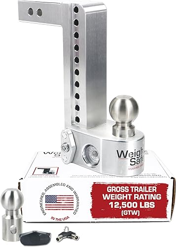 Miniatura 1 de Weigh Safe Soporte de bola de enganche de remolque ajustable, enganche de caída ajustable de 10 pulgadas para receptor de 2 pulgadas, enganche de