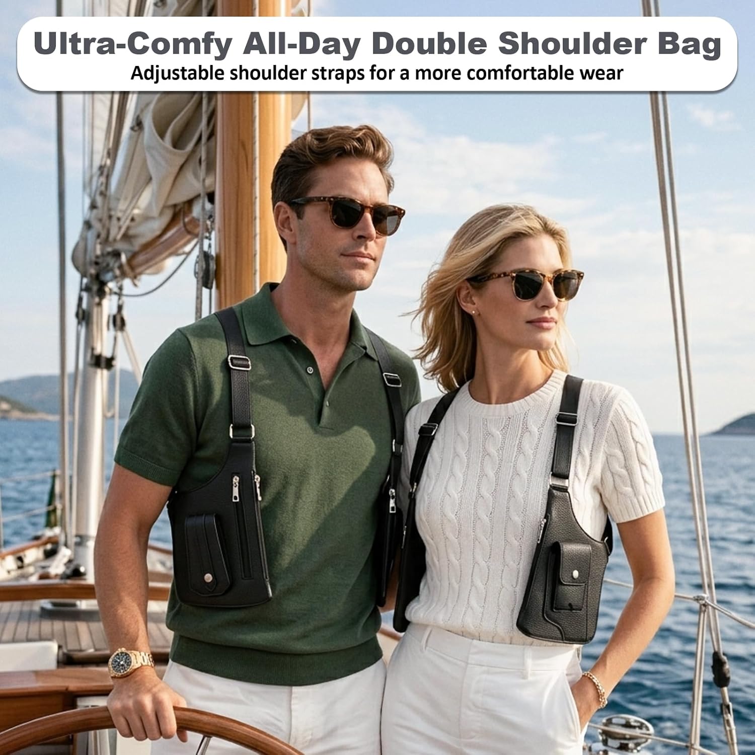 Double Shoulder Armpit Bag for Men, 2026 Upgraded Anti-Theft Underarm Shoulder Holster Bag with Adjustable Strap, Hidden Phone Wallet Pocket, Multi-Pocket Outdoor Travel Daily Commute Pouch