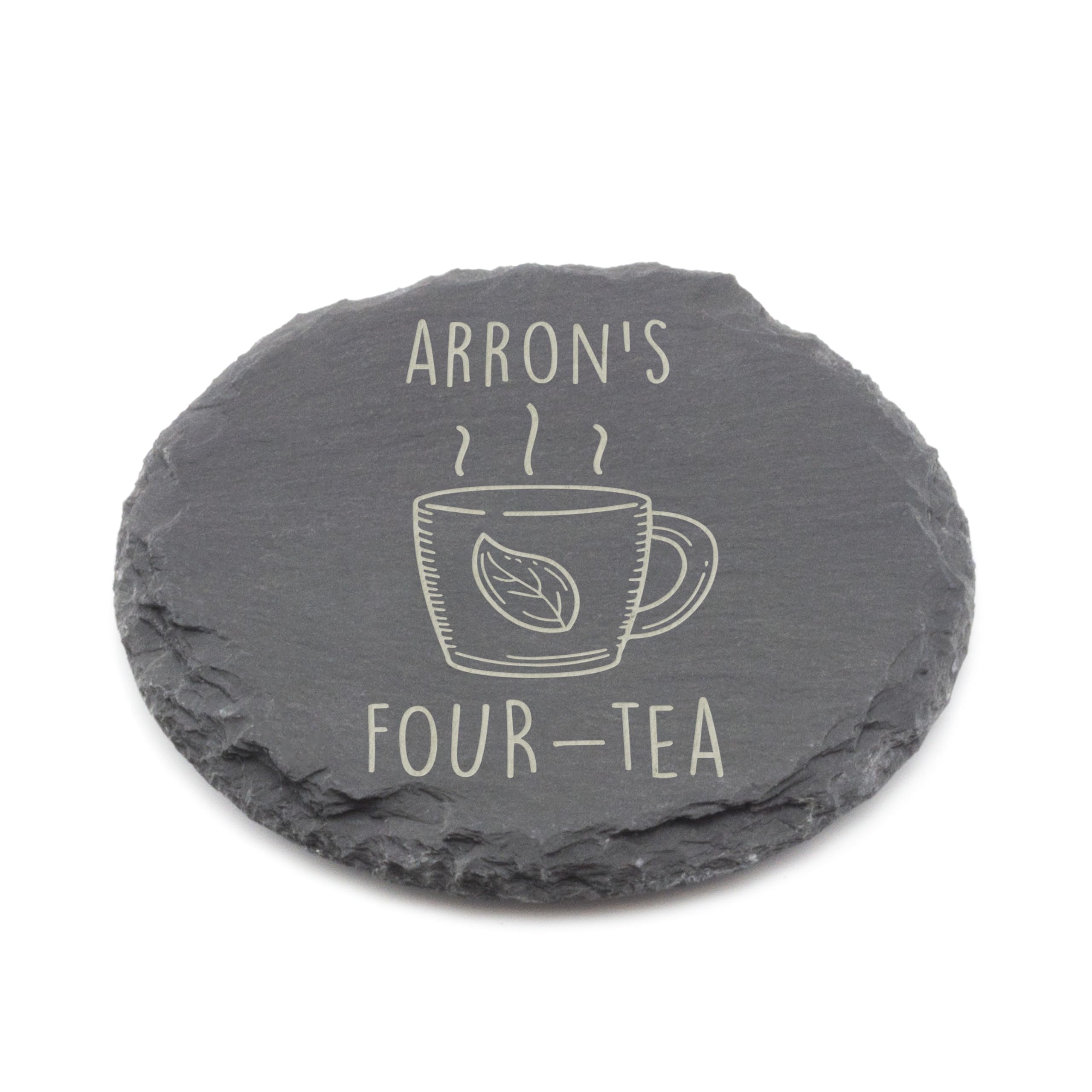 Four Tea Slate Coaster 40th Birthday Gift for Tea Lovers Engraved Drink Mat Novelty Milestone Present for Him or Her (Round)