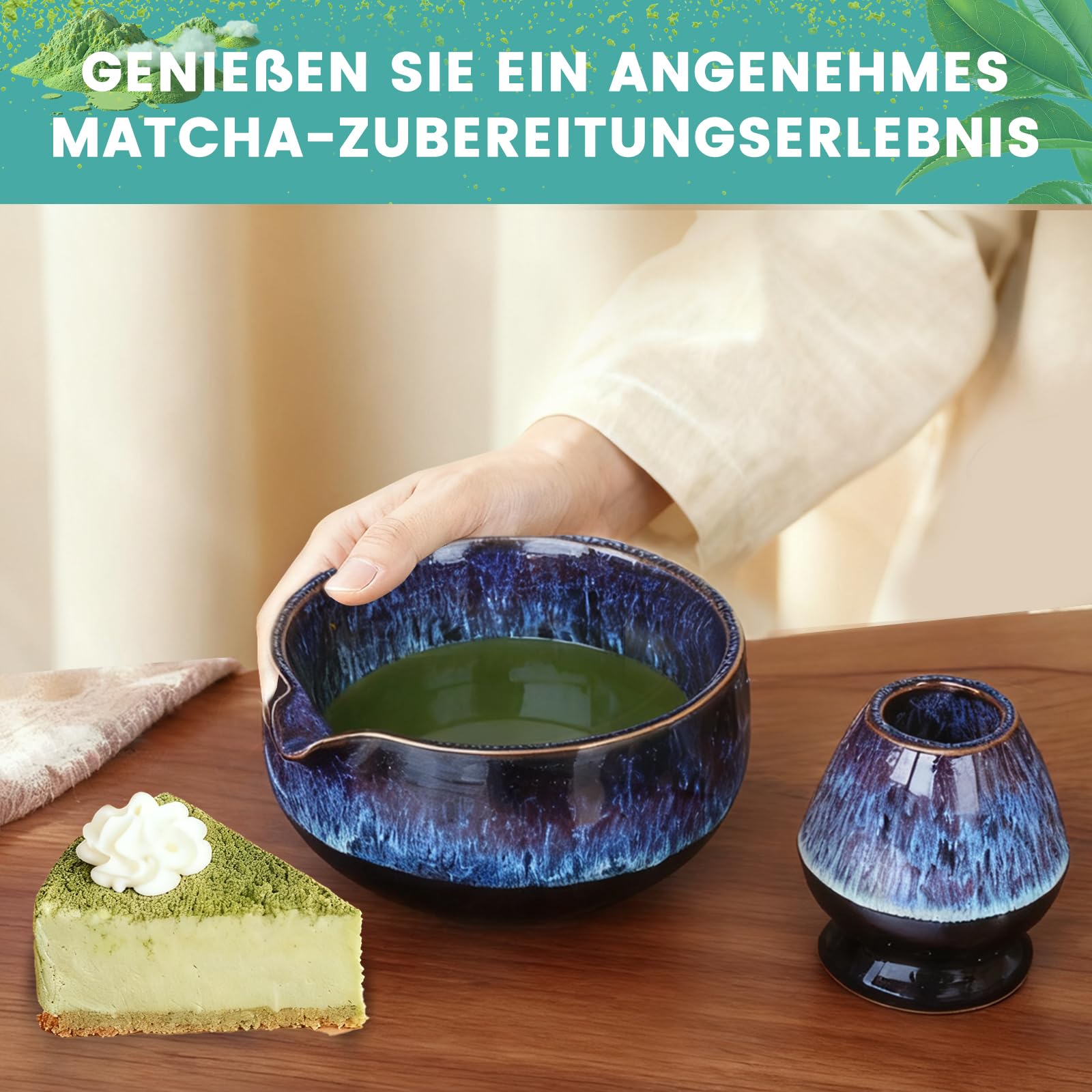 FIVAVA Matcha-Set – 7-Tlg. Macha Tea Set mit Matcha Schale und Matcha Zubehör, ein hochwertiges Matcha Set für Matcha-Enthusiasten (schwarz)