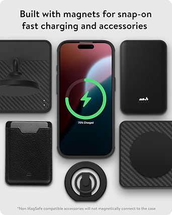 Mous for iPhone 16 Pro Case MagSafe Compatible with Camera Control, Limitless Black Leather