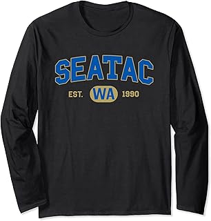 SeaTac Washington Navy&Gold Graphic Long Sleeve T-Shirt
