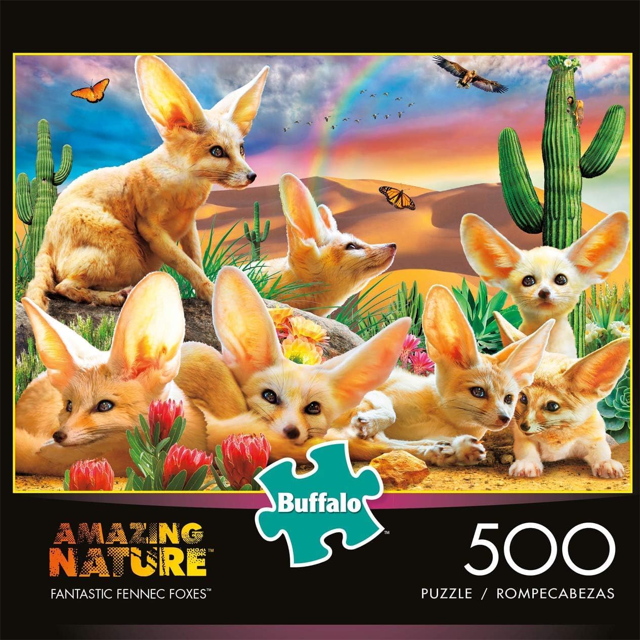 Buffalo Games - Adrian Chesterman - Fantastic Fennec Foxes - 500 Piece Jigsaw Puzzle for Adults -Challenging Puzzle Perfect for Game Nights - Finished Size is 21.25 x 15.00