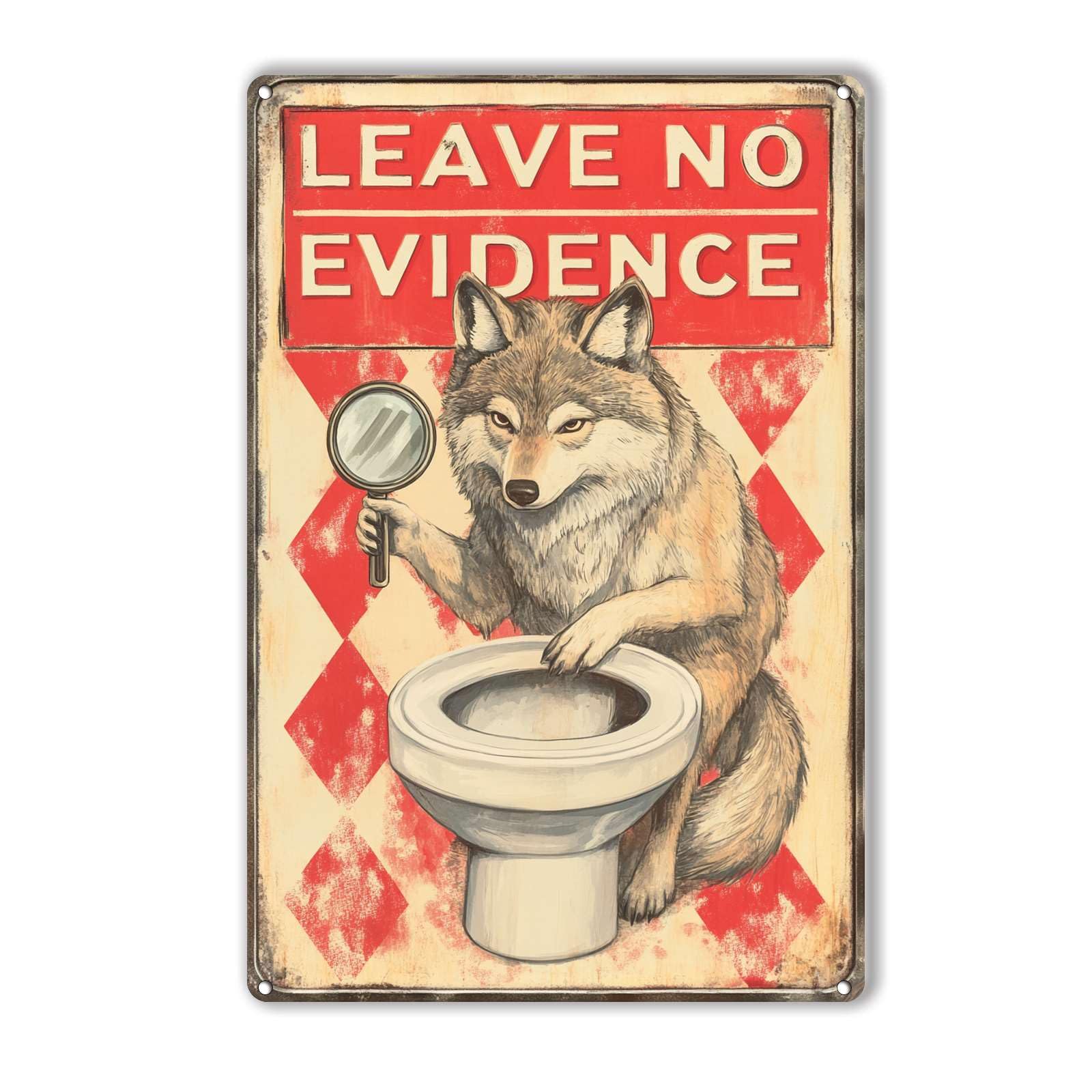 Anceky An Wolf-LEAVE NO EVIDENCE Tin Sign Vintage Metal Sign Wall Decor for Farmhouse Home Bar Backyard Cafe 12×8 Inch