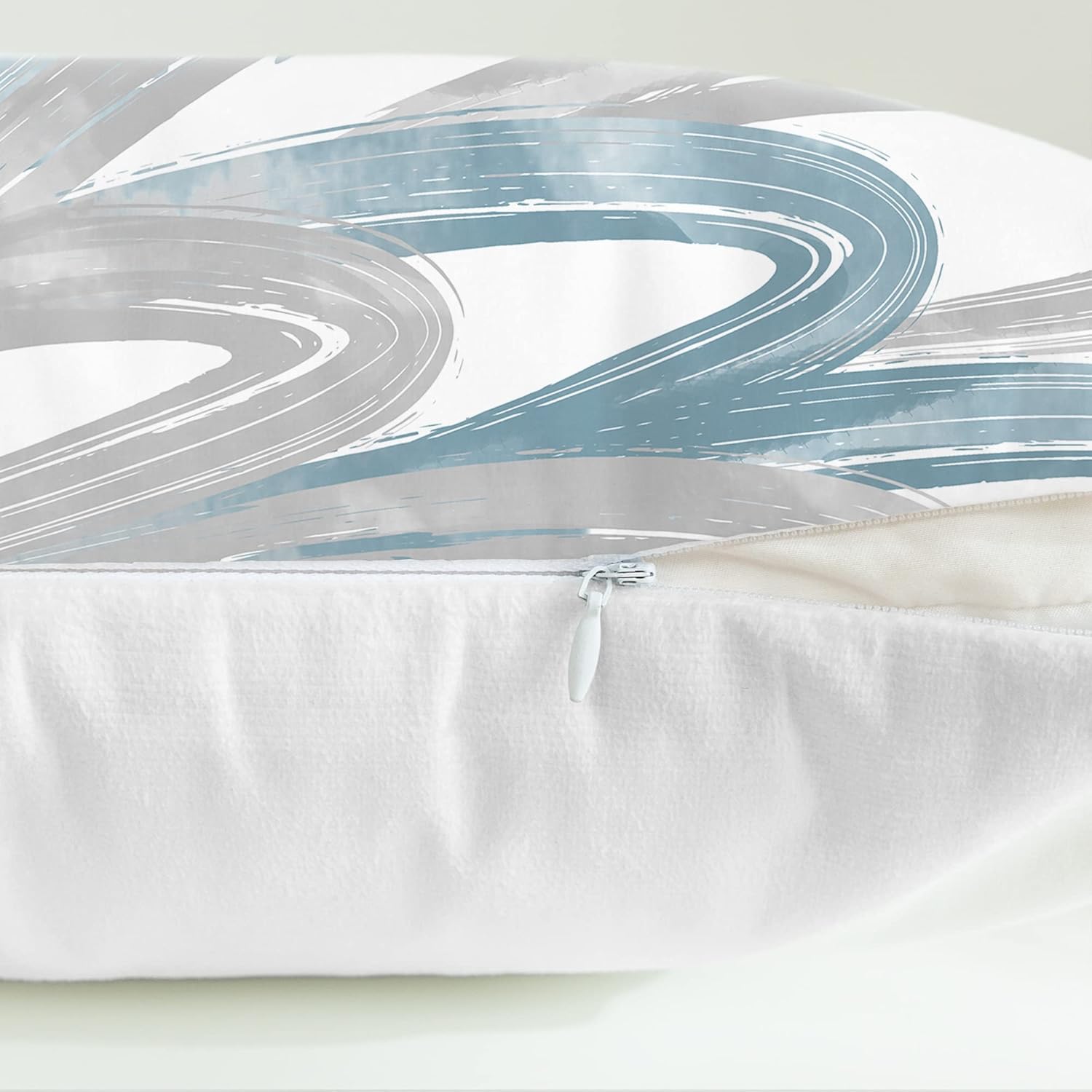 CaliTime Throw Pillow Cases Pack of 2 Cozy Fleece Two-Tone Abstract Feather Decorative Cushion Covers for Couch Bed Sofa Farmhouse Decoration 12 X 20 Inches Smoke Blue Grey - Image 6