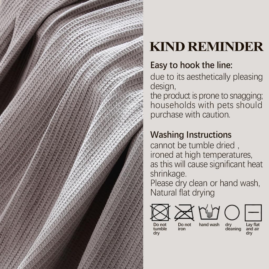 ISAENNE Grey Thin Waffle Weave 100% Cotton Throw Blanket,Solid Color Breathable Soft Cooling Blanket,Lightweight and Skin Friendly Blankets for Bed,Camp,All-Season Use,Christmas,80x60 Inches