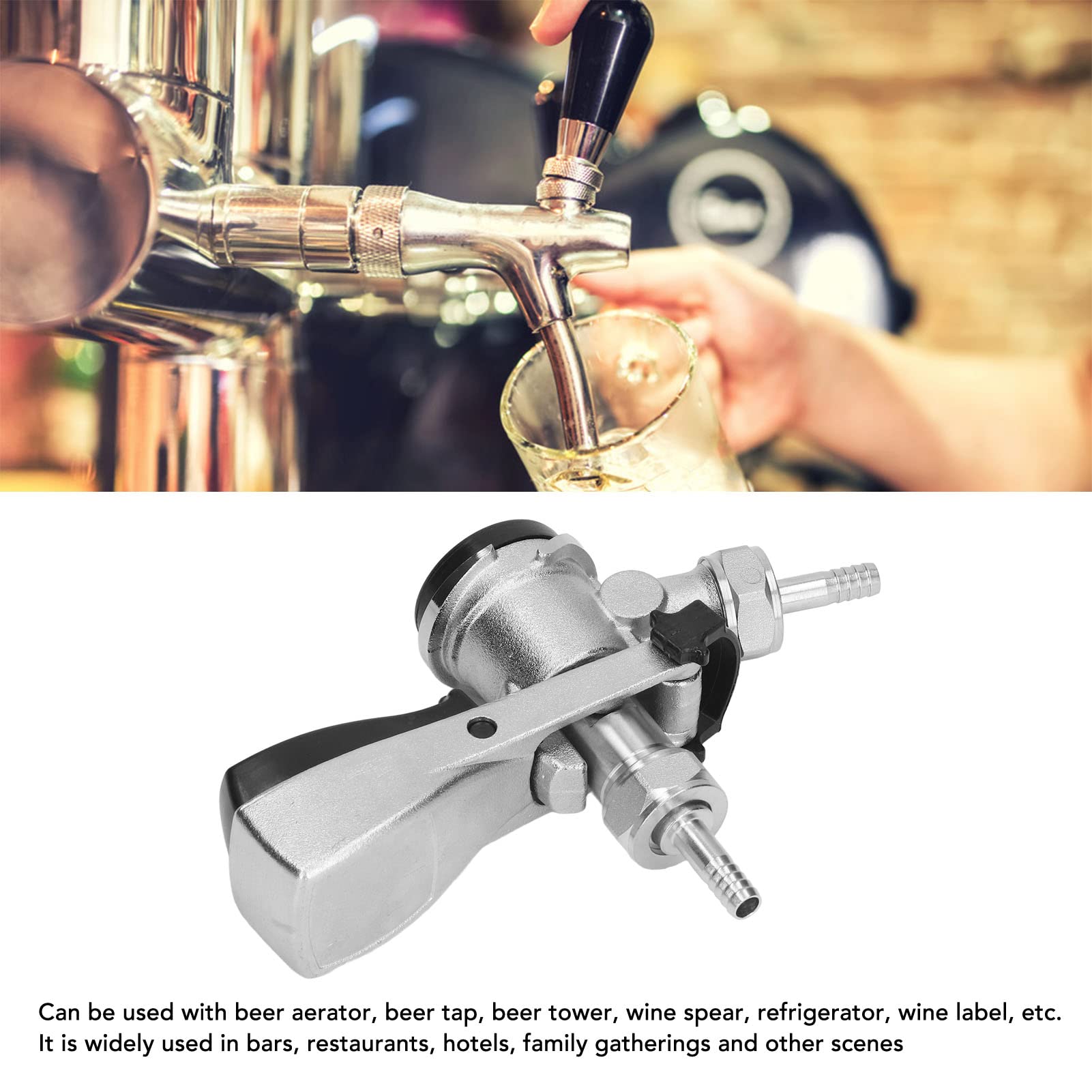 Kegverschluss Zapfkopf, Kombi Keg Flachkeg, G5/8 Gewinde Bierfass Kupplung Edelstahl Fassbierspender Fassbier Fasshähne Bierzapfhahn Koppler mit Unterlegscheibe Düse und für Heimbrausystem (Typ D)
