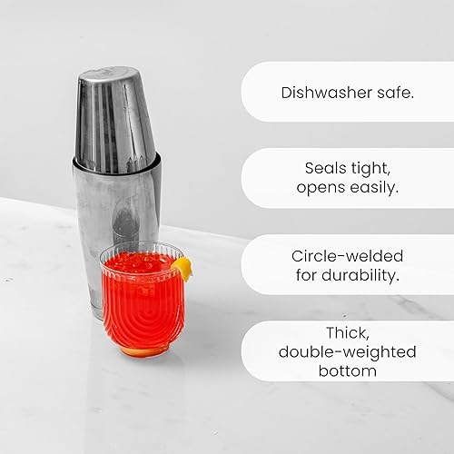 Vista 6 de A Bar Above Professional Boston Shakers Set 18 oz Weighted and Unweighted Stainless Steel Cocktail Shaker Set for Bartenders, Premium 304 Steel Bar
