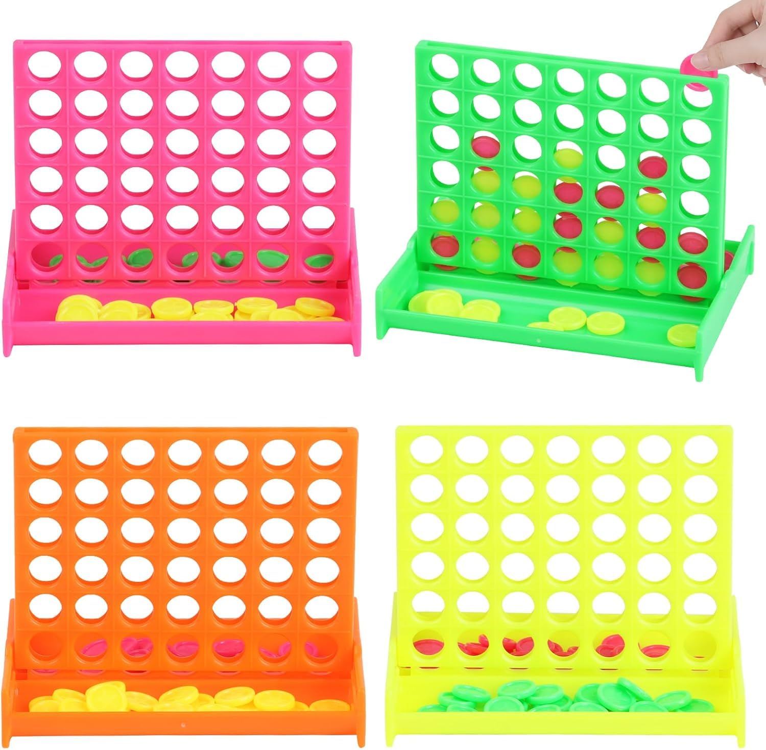 VEYLIN Mini 4 in a Row Classic Board Game, 12 Pack Assorted Colours Four In A Row Board Games Party Bag Fillers, Educational Toy for Boys & Girls