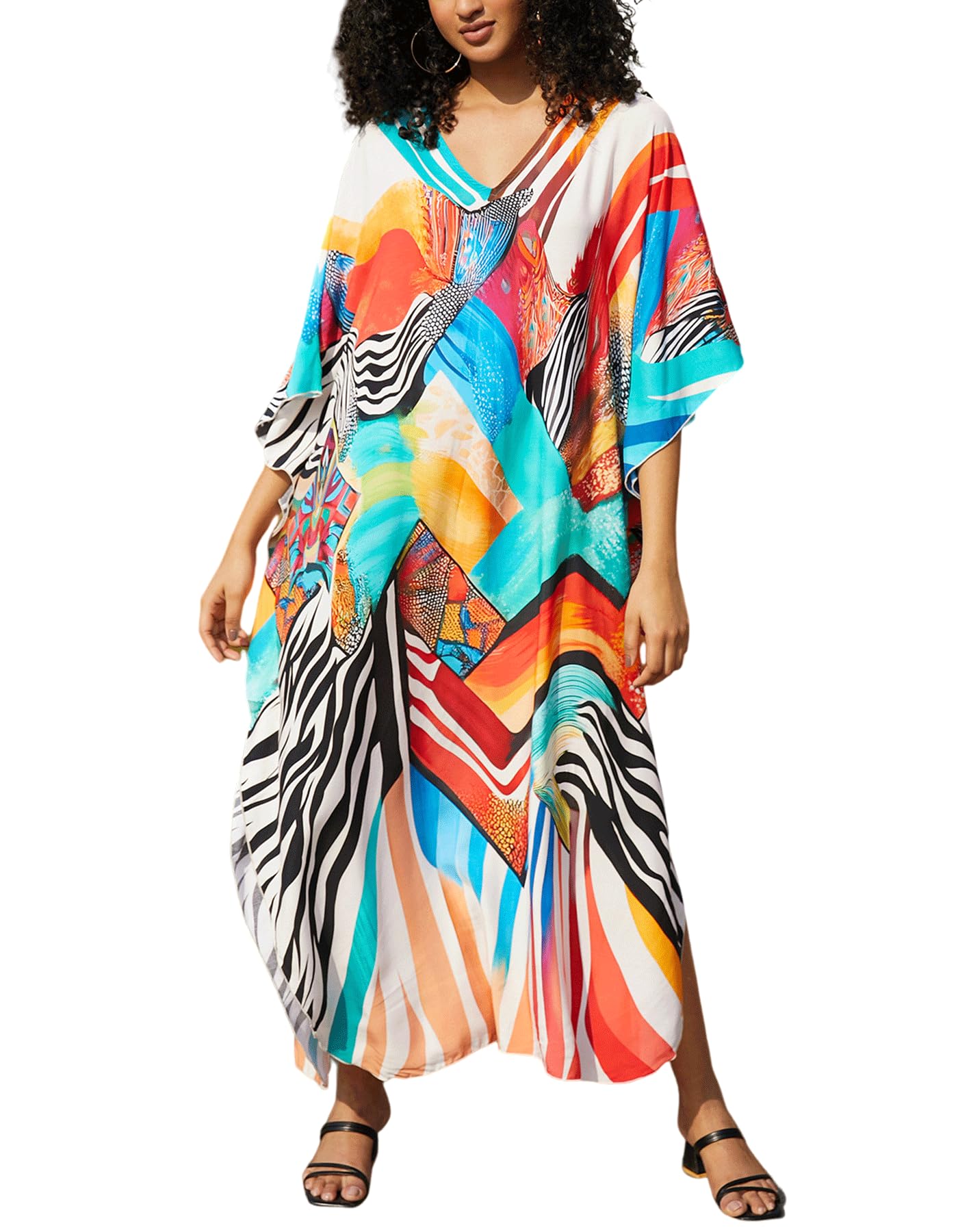 NFVNKJ Women's Plus Size Beach Lounge Kaftan Maxi Dress Swimsuit Coverup for Women