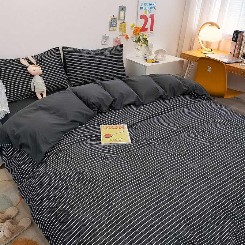 Linge de lit bohème noir 240x220 en microfibre premium texturée - 3