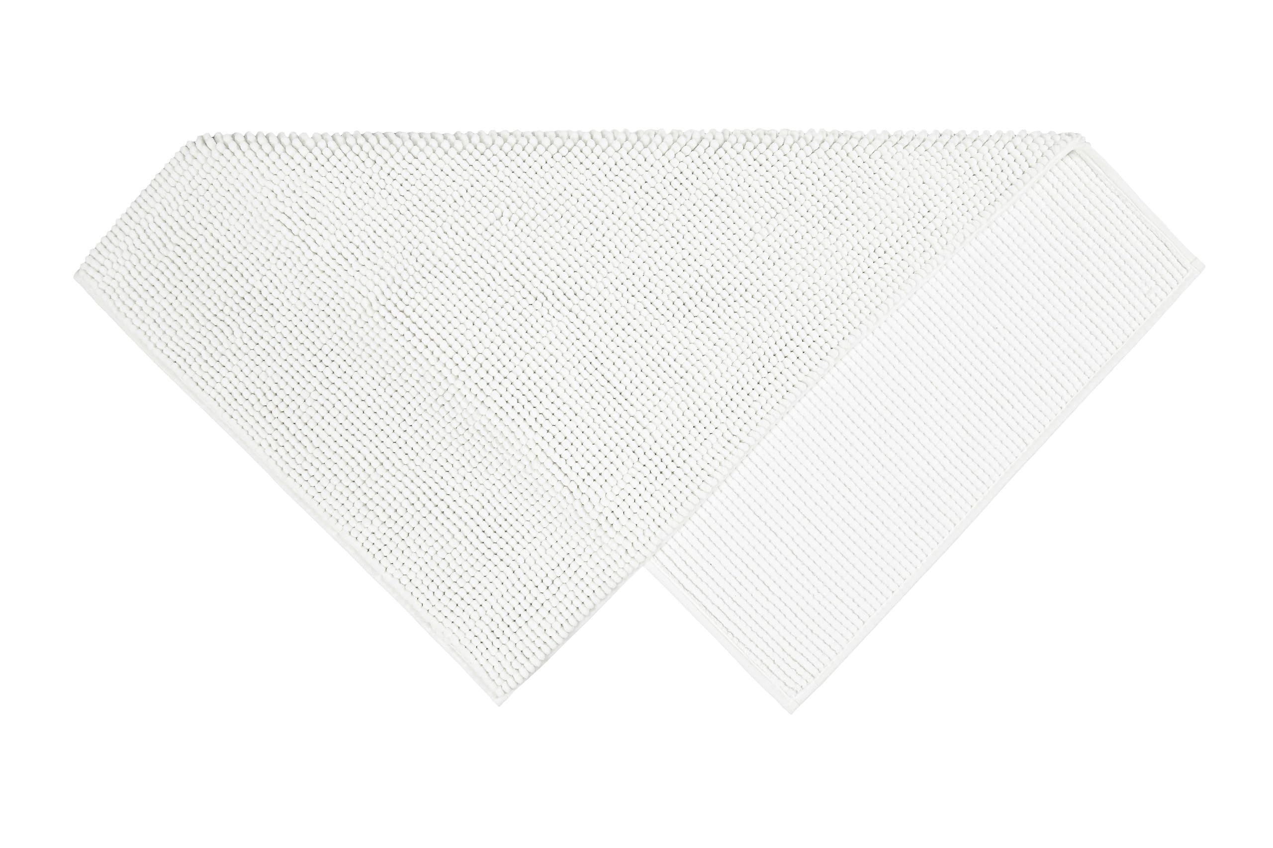 Tappeto da bagno moderno in ciniglia di WECONhome Basics - antiscivolo, lavabile, assorbente - Stile per ogni bagno – Balu (70 x 120 cm, bianco)