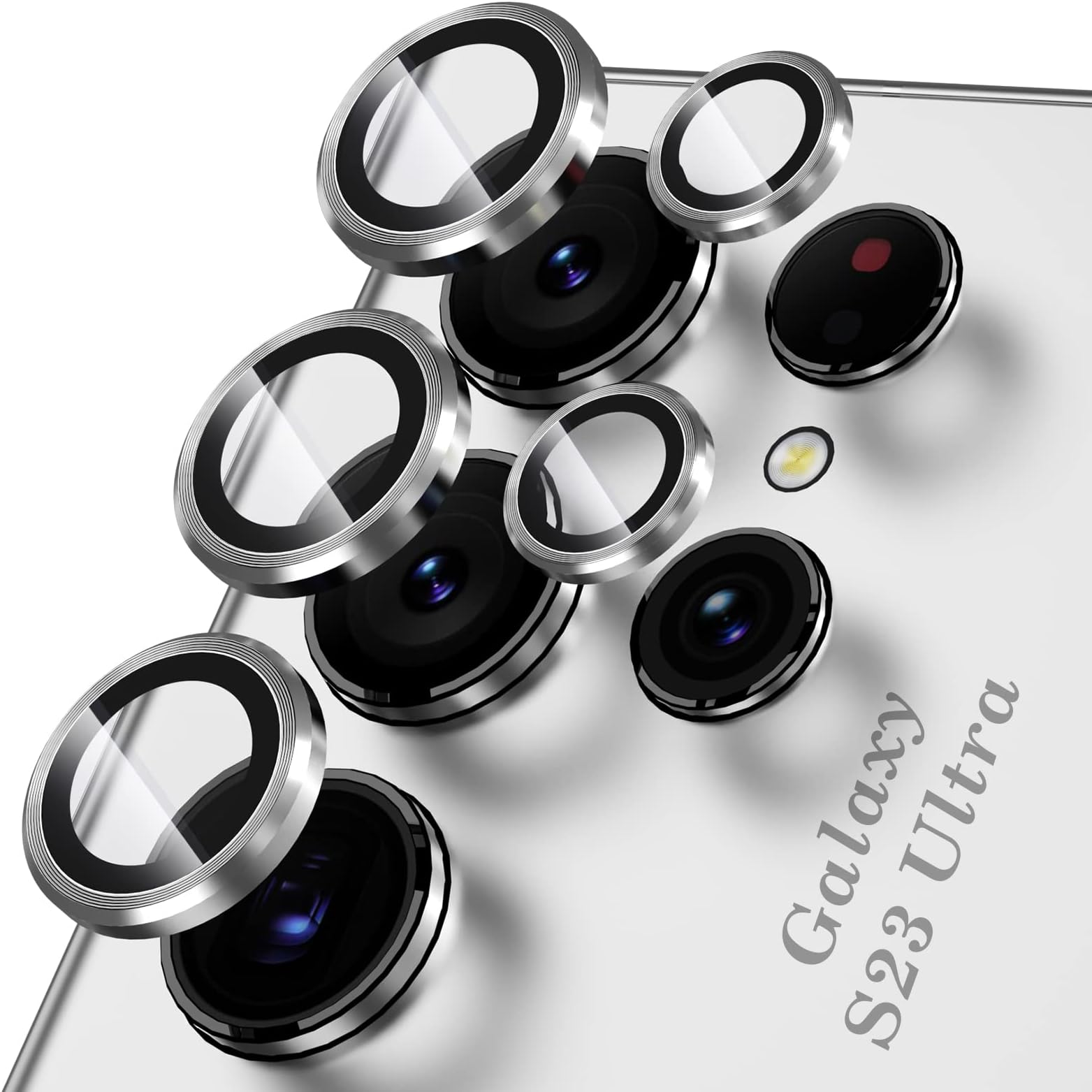 YWXTW Samsung Galaxy S23 Ultra Camera Lens Protector, Tempered Glass Camera Screen Protector Individual Metal Ring Lens Cover for Galaxy S23 Ultra Accessories, 1 Set