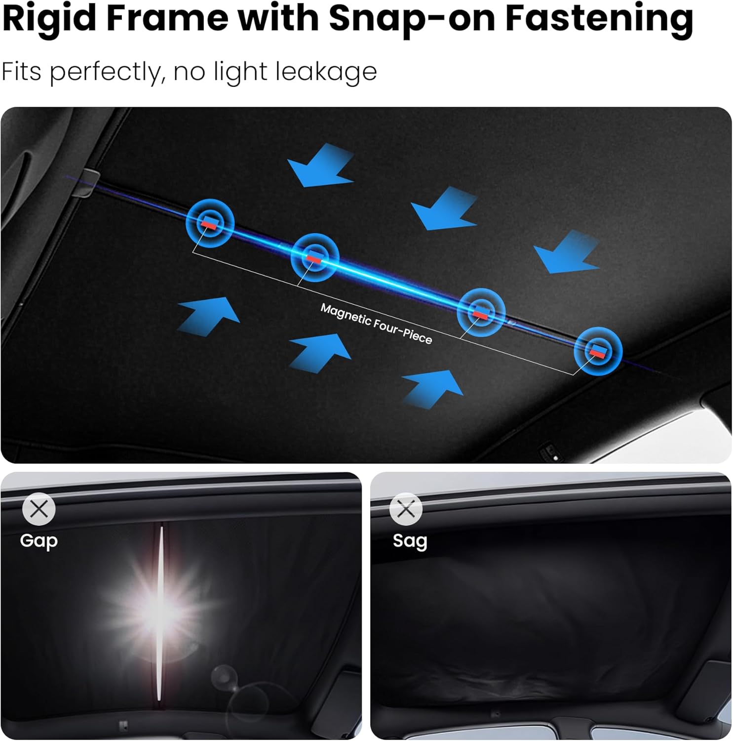 2026 Upgraded Tesla Model Y Juniper Sunshade Roof Iridescent Nano Ice Crystal Coating, No Light Leak, No Sagging Easy Install Tesla Model Y Accessories for 2026 Juniper - Black