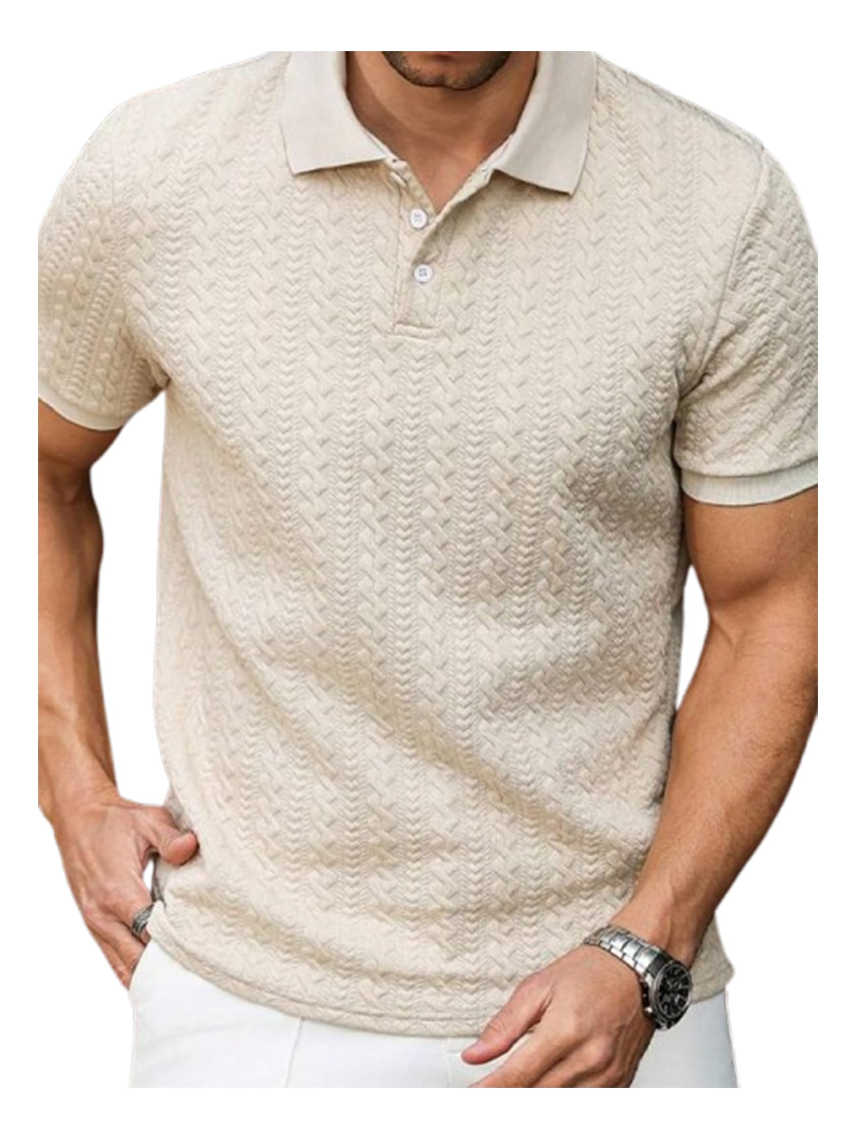 trillion Jacquard Men's Polo T Shirt for Men | Textured Tshirts for Man (Polyester Blend | Regular Fit)-picture-12