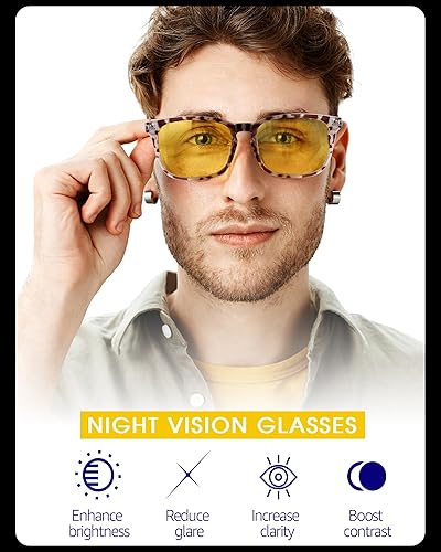 Miniatura 2 de TJUTR Night Vision Driving Glasses for Men Women, Polarized Anti Glare Yellow Lens Glasses for Driving at Night Time TN2482