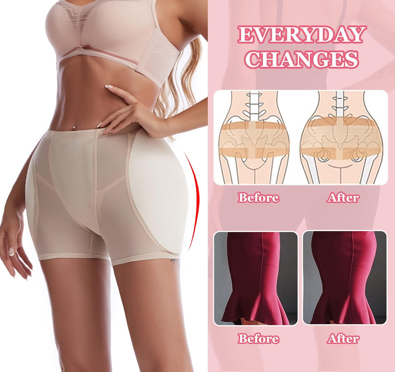 FEOYA Hip Pads for Women Hip Dip Shapewear Mesh Hip Enhancer Panties Fake Butt Padded Underwear Trim Seamless Booty Lifter