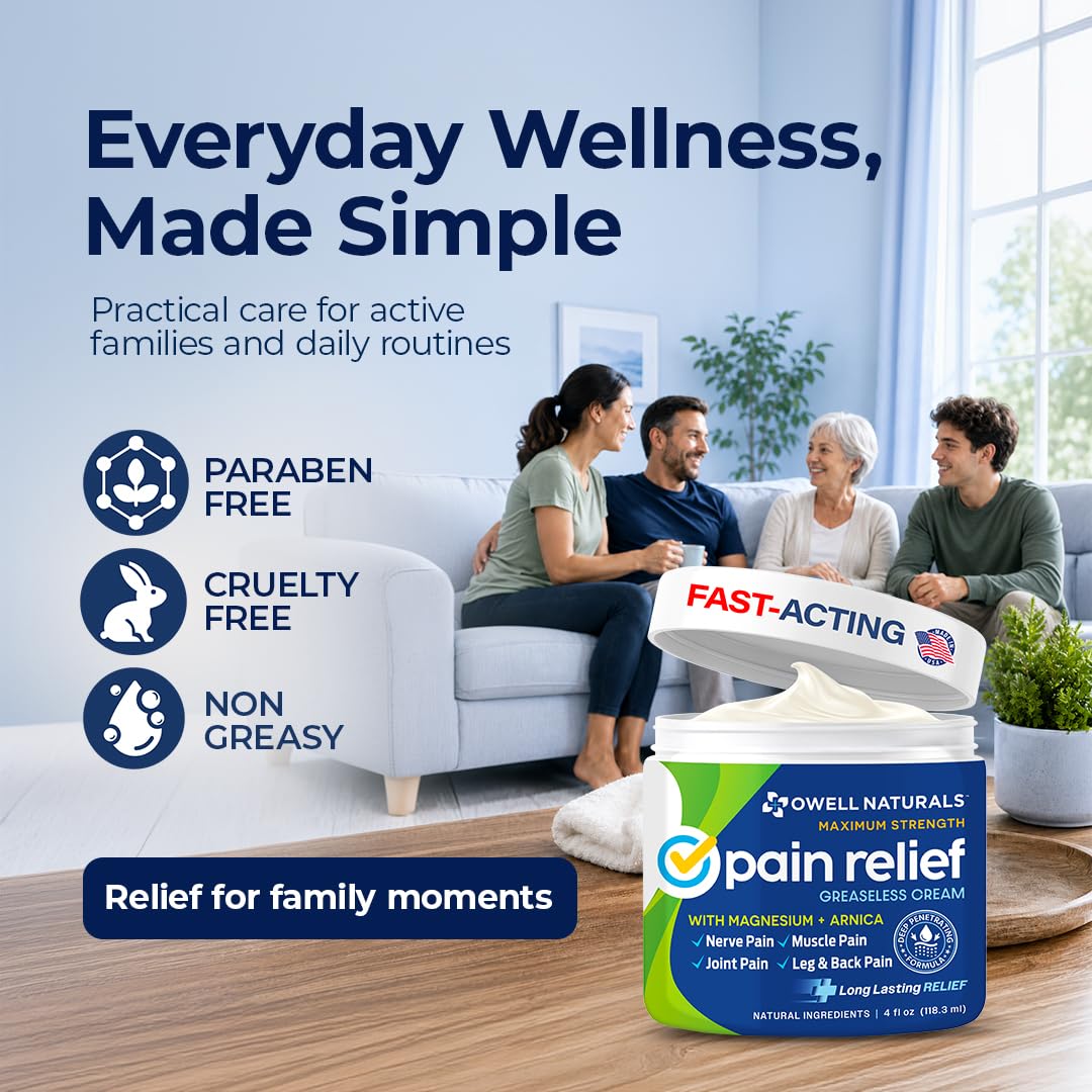 OWELL NATURALS Deep Penetrating Pain Relief Cream, Maximum Strength Formula for Joints & Muscle Aches, Lower Back, Knees, Hands, Legs, Ankle – Fast Acting Comfort, 3.5 oz — Amazon image 7