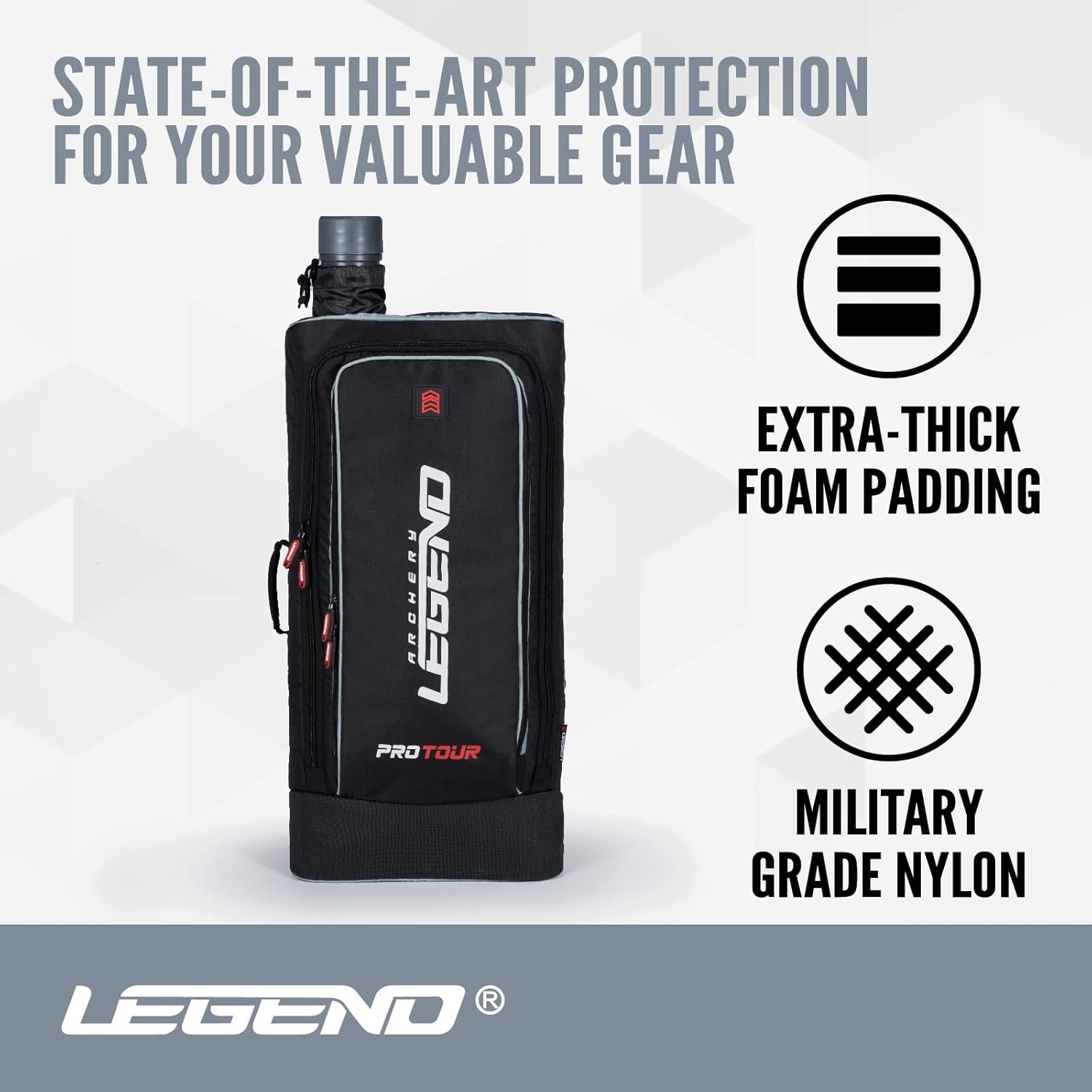 Legend Archery ProTour Backpack - Premium Recurve Bow Case - With Arrows Telescopic Tube - Take Down Recurve Bow up to 27"