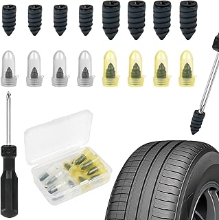 Adiwo 16 Pcs Tyre Repair Screws, Rubber Nail Tire Repair Self-Service Tire Repair Nail, Puncture Repair Nail Vacuum Tyre Repair Nail, General Tire Repair Quick Repair Tool for Car Motorcycle Bicycle