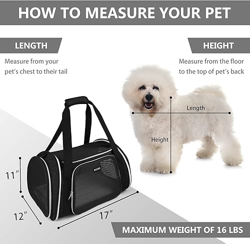 Miniatura 12 de BAGLHER Bolsa de transporte para perros con ruedas, aprobada por aerolíneas, lado suave, para viajes, para mascotas, tamaño pequeño, mediano