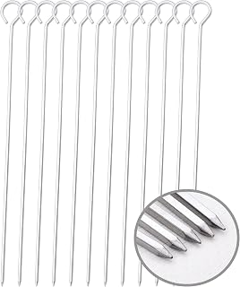 HONSHEN 12 Inch Square Stainless Steel BBQ Skewers 12 Pack - Anti-Spin Kebab Sticks for Grilling Meats & Veggies