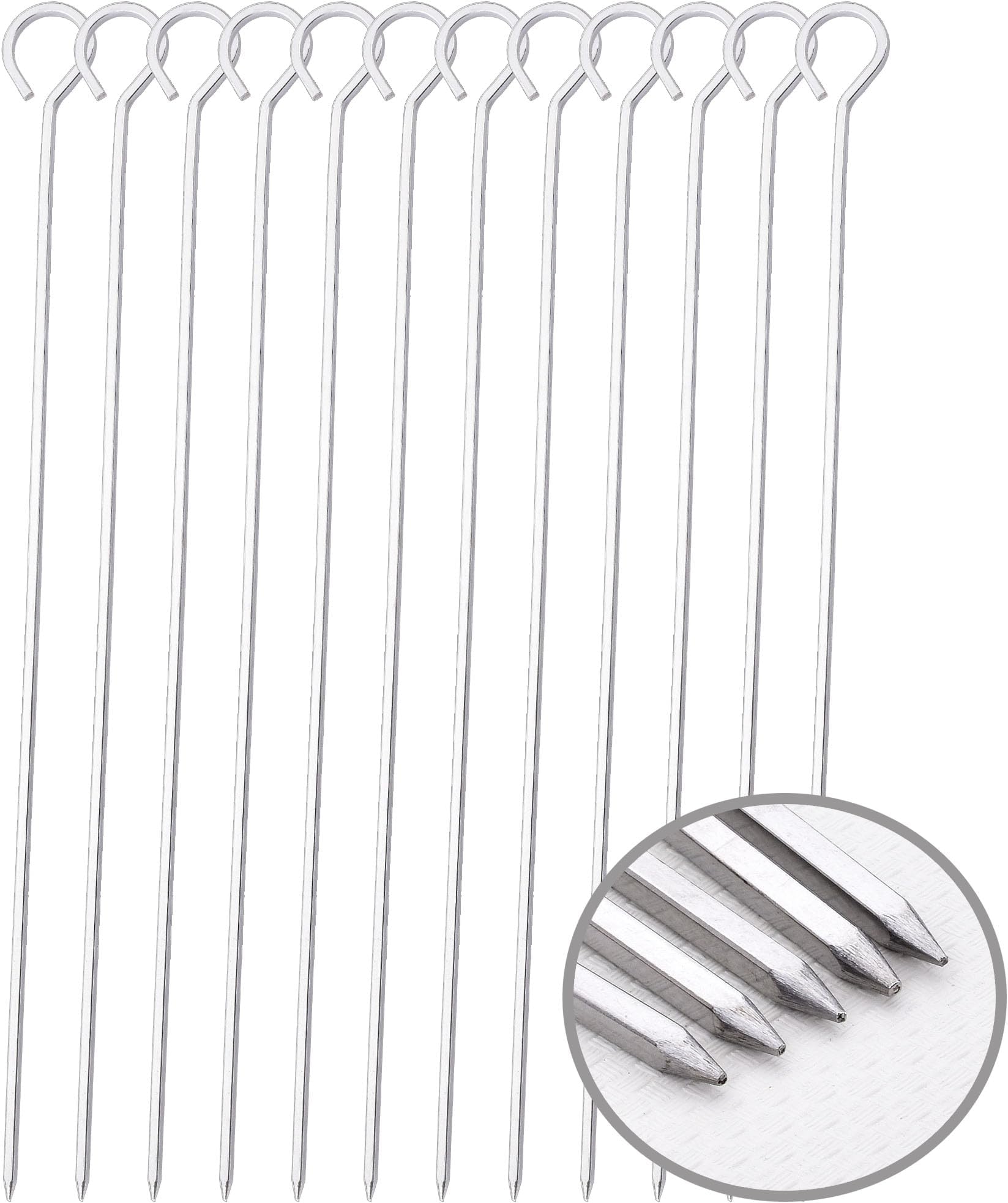 12 inch Barbecue Skewers Metal BBQ Sticks,12Pack Stainless Steel Square Skewer,Kebob,kabob Sets for Grill Outings Cooking (BBQ Skewers Square 12inch-12p)
