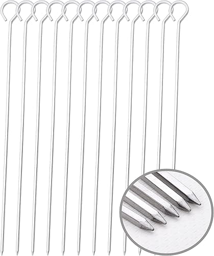 HONSHEN - Brochetas de barbacoa de 10 pulgadas, palos de barbacoa de metal, paquete de 12 brochetas cuadradas de acero inoxidable, kebob, juegos de