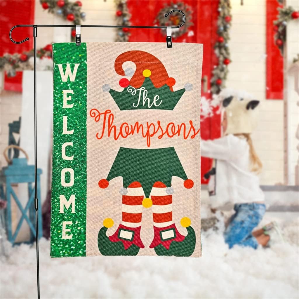 Christmas Decoration for Home Garden Santa Claus Hanging Flag Christmas Ornament Happy (Color : B Size : 4834cm)