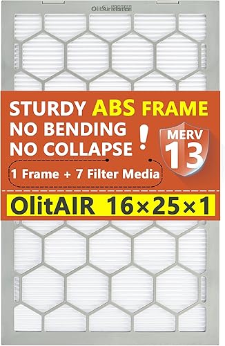 Miniatura 7 de Filtro de aire MERV 13 de 16 x 25 x 1, filtro de aire para horno de CA, marco de plástico ABS reutilizable, paquete de 7 medios de filtro
