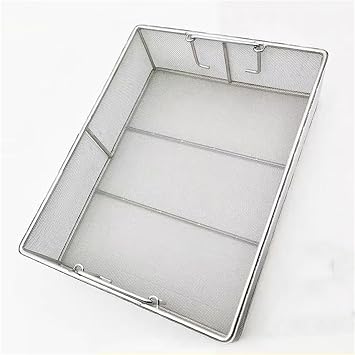 Medical 304 Stainless Steel Sterilization Basket Tray, Instrument Sterilization Baskets with Retractable Handle,Mesh Perforated Baskets,for Hospital, Clinic,50 * 25 * 7cm