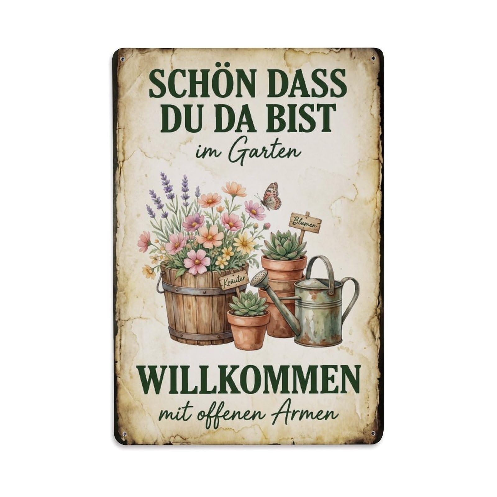 Vintage Funny Garden Nice Rustic Gate Nature Metal Tin Sign Plaque Wall Decor for Cafe, Club Bar, Office, Garden Metal Poster 8x12Inch