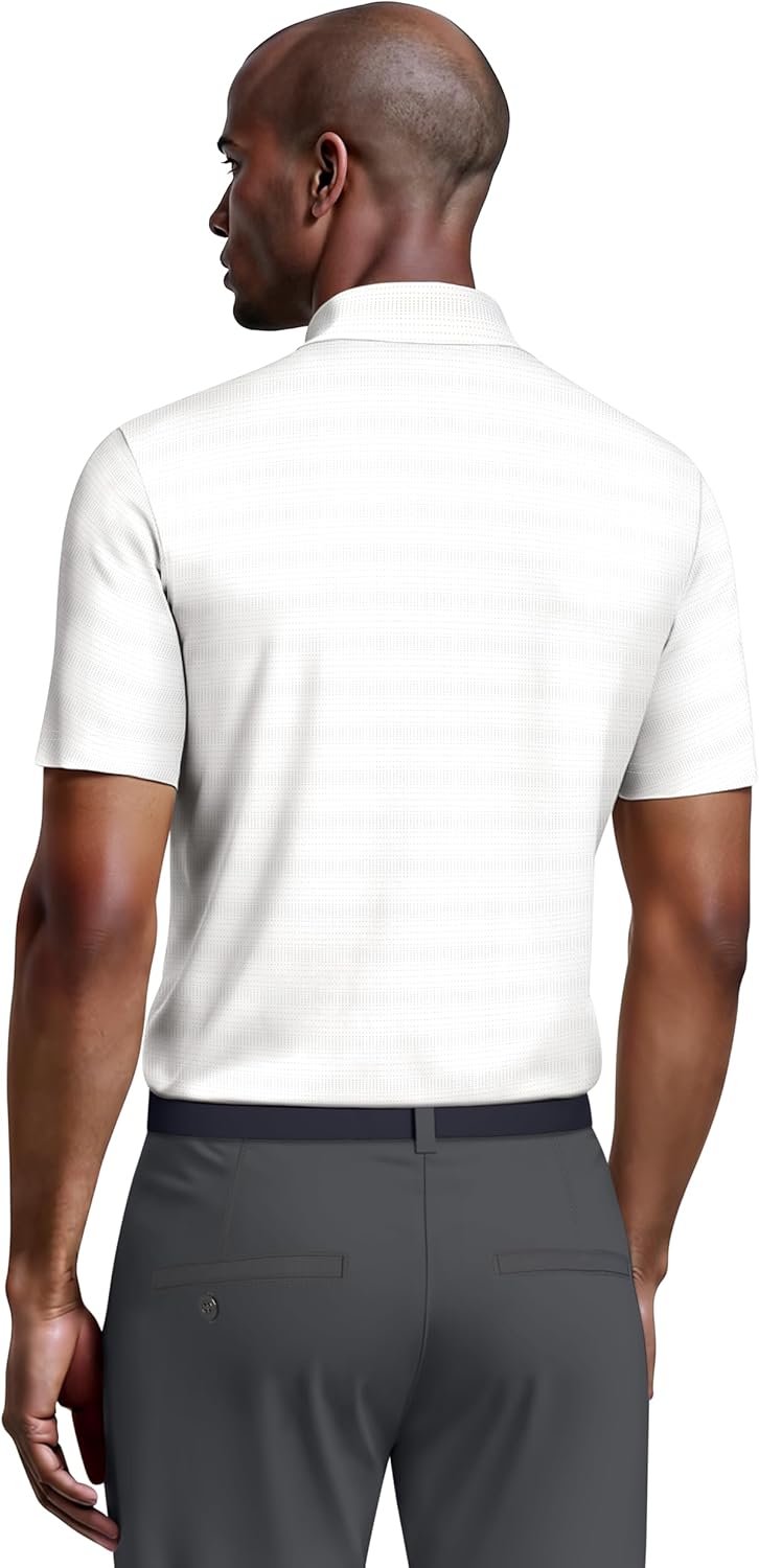 PGA Tour Men’s Airflux Jaspe Cotton Short Sleeve Golf Performance Polo Shirt for Men, Moisture-Wicking - Image 2