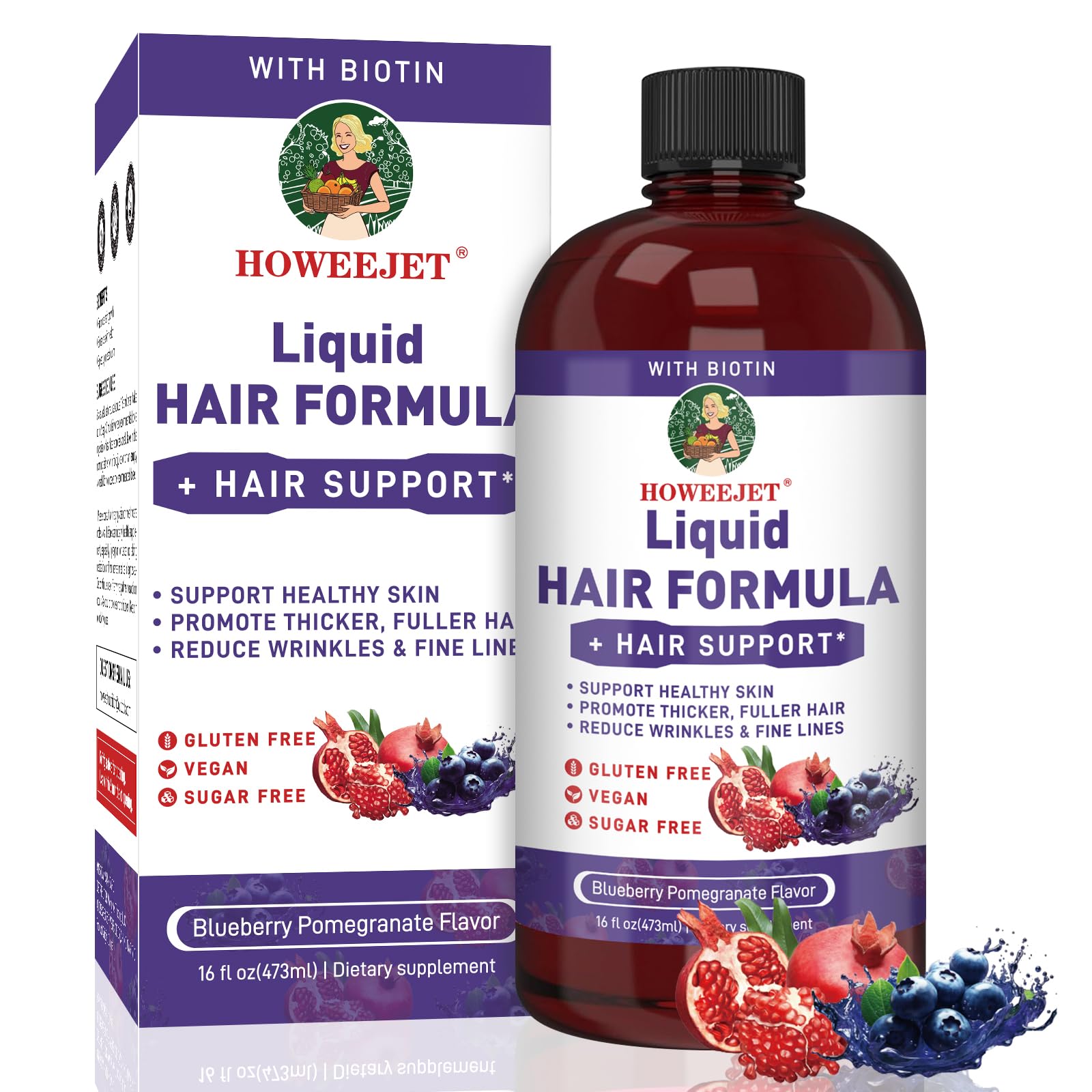 Liquid Multivitamin for Hair Formula | Biotin 2500mcg | Healthy Hair Habits | Clinically Tested for Thicker Hair & Skin Elasticity for Women | Ages 18+ | 16 Fl