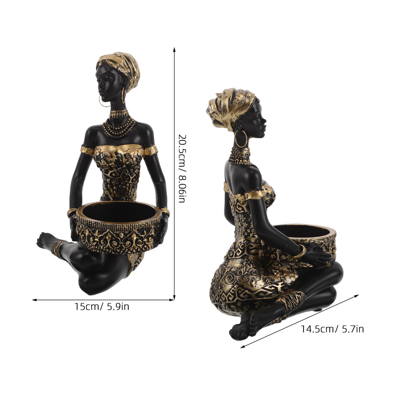 Bandeja para Joyas de Resina Figura Africana Pequeña, Organizador de Joyas Étnico para Pendientes y Collares, Bandeja Plana Decorativa para Tocador y Almacenamiento en Hogar