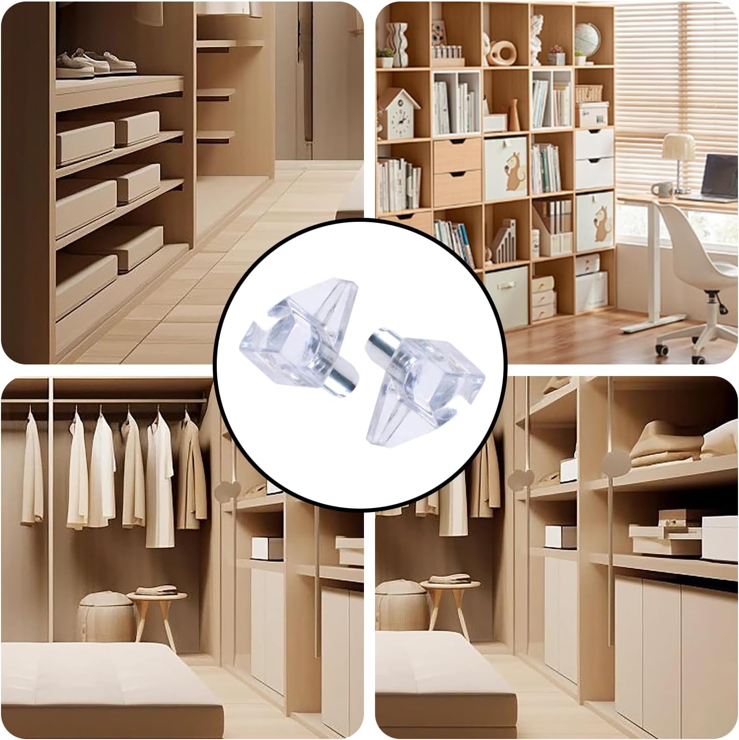 20 Pack 5 Millimeters Clear Shelf Support Peg, Durable Plastic Shelf Supports Pin Lightweight Cabinet Shelf Pegs, Transparent Shelf Holder Pins for Kitchen Furniture/Book Shelves