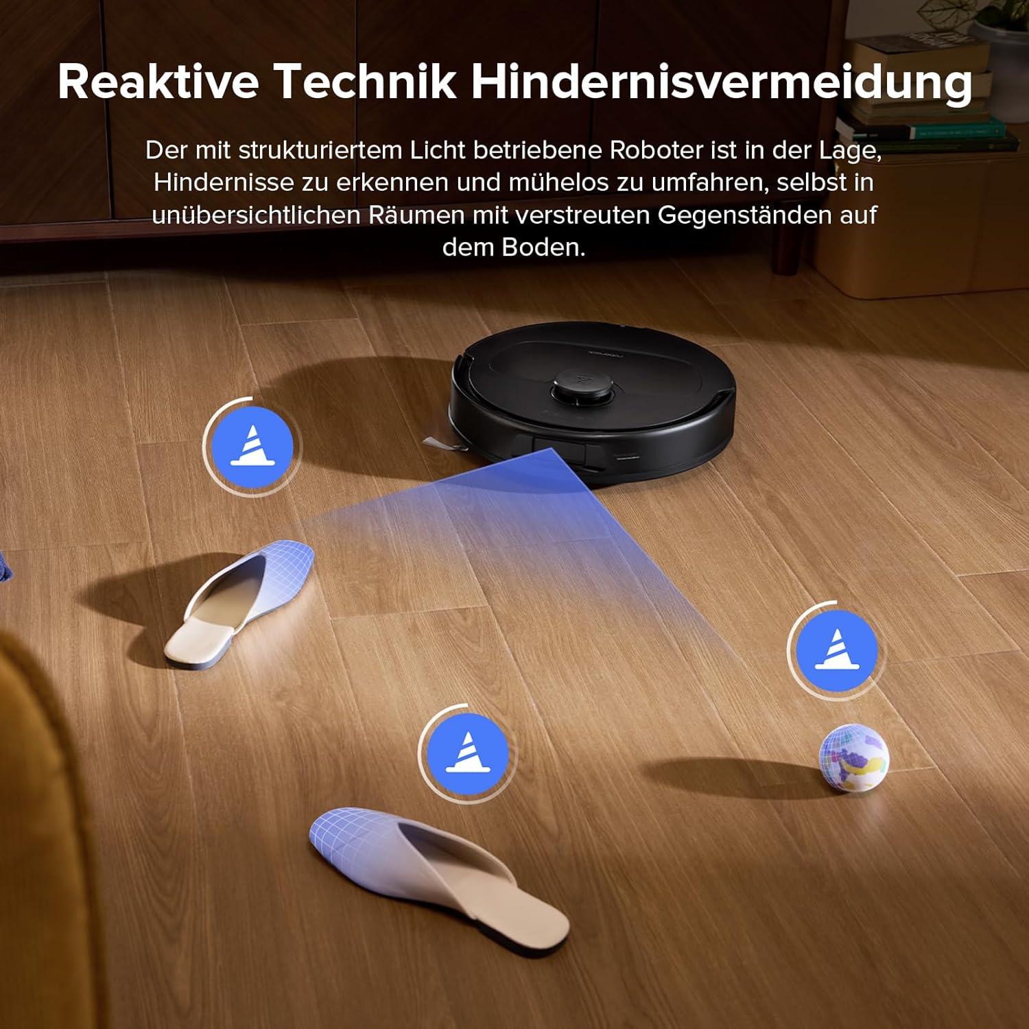 roborock QV 35S detecting and avoiding obstacles on the floor