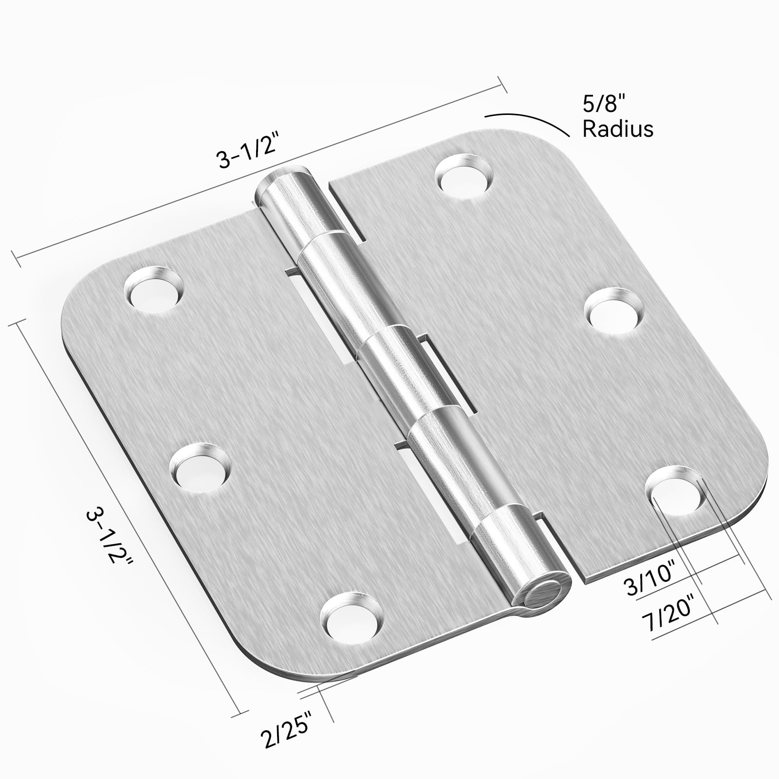 Bisagras de puerta (níquel cepillado, 18 unidades, bisagras de puerta interiores redondeadas de níquel satinado de 8,9 cm, radio de 1,6 cm, hierro plano residencial estándar, 8,9 cm, hardware