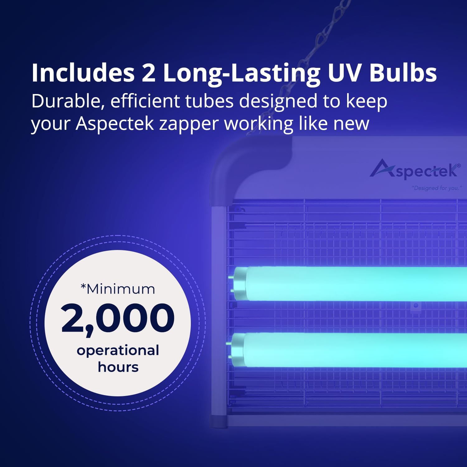 ASPECTEK 40W Bug Zapper Replacement UV Lamp Bulbs – Light Tubes for Large Electronic Insect Killers – Fits ASIN B07KSRFJ9Y, 2-Pack