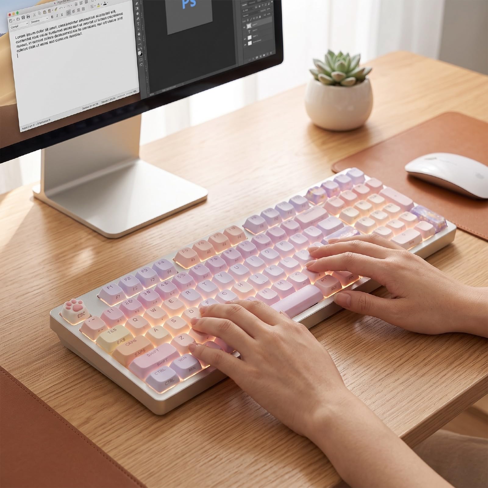 PBT Keycap, Comodo Set da Gioco da 113 Tasti (Digitare un)