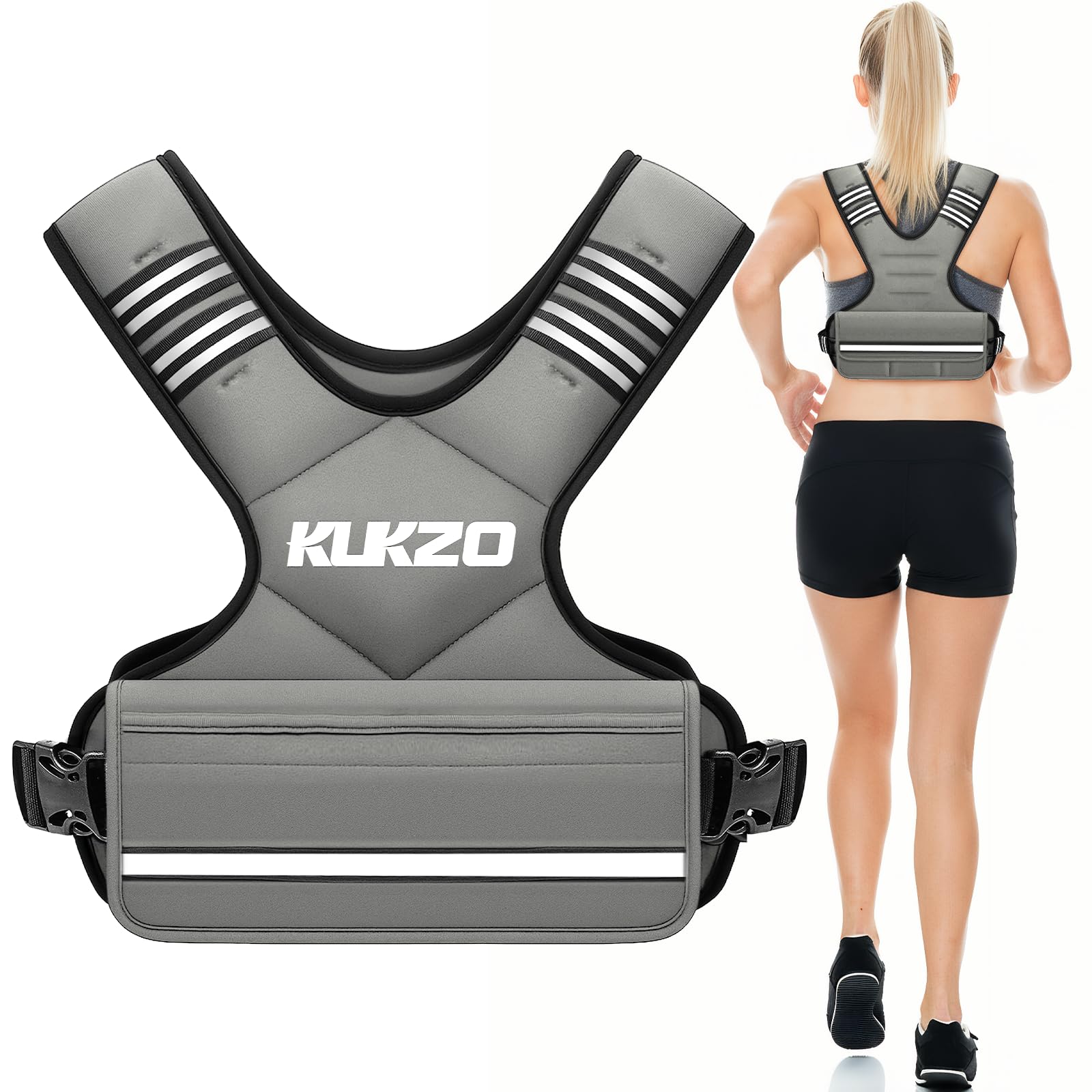 KUKZO Adjustable Weighted Vest 20-32lb Grey