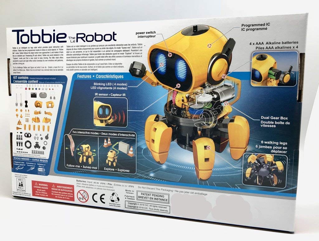 Promo 40% OFF CIC21-893 Tobbie Interactive a/I Capable Robot Infrared Sensor Two Play Modes – Follow Me Explore Develops Own Emotions Gestures Sound Lighting Effects