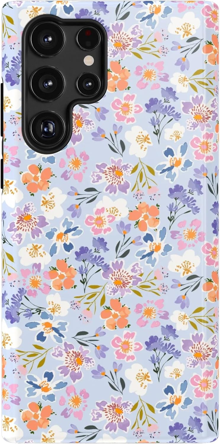 Casely Galaxy S22 Ultra Case | Poppy Meadows | Pastel Floral | Essential Slim Dual-Layer Protective Design