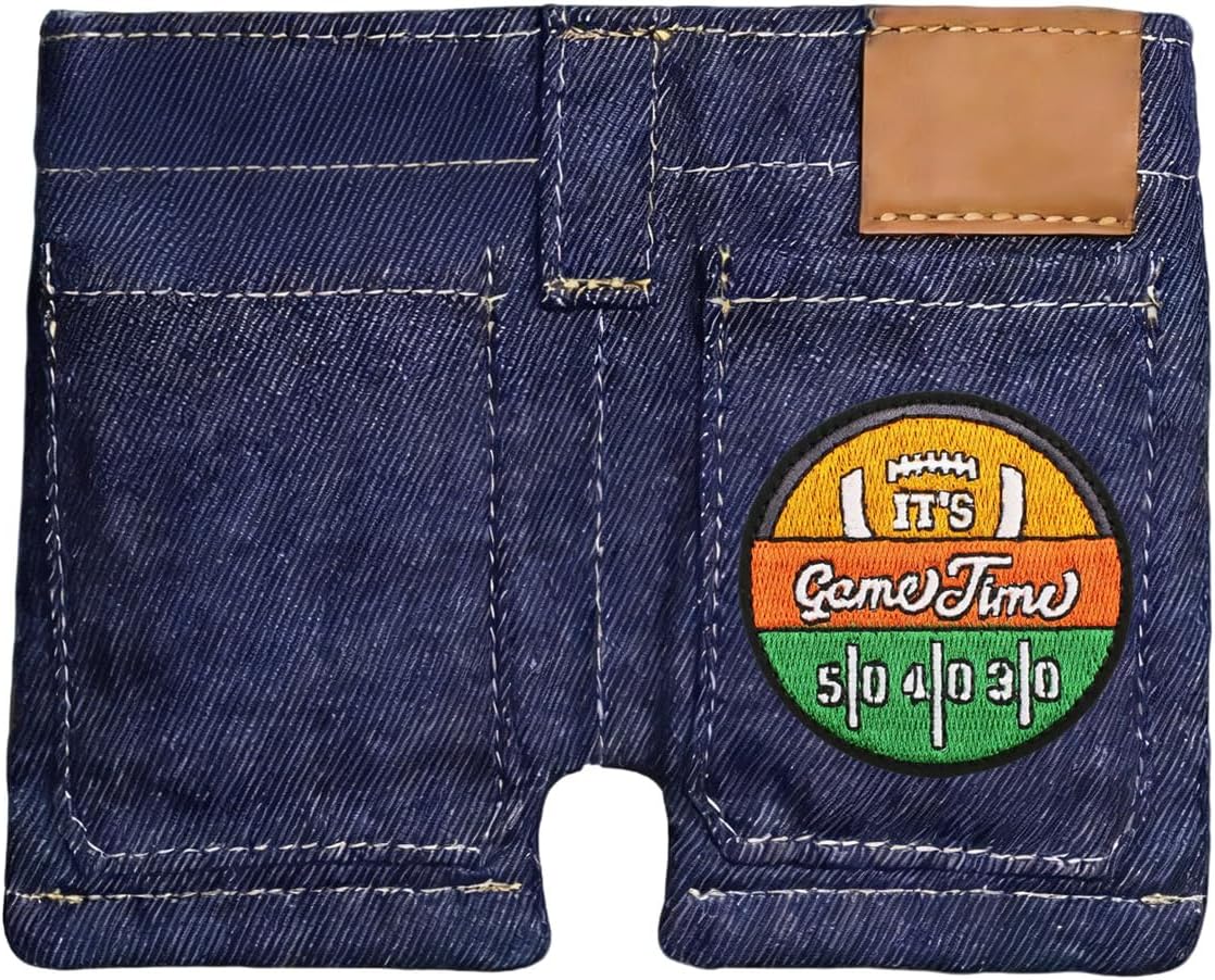 Pocket Pants Mini Jeans Wallet,Jorts Style Denim Shorts Purse (Gameday)