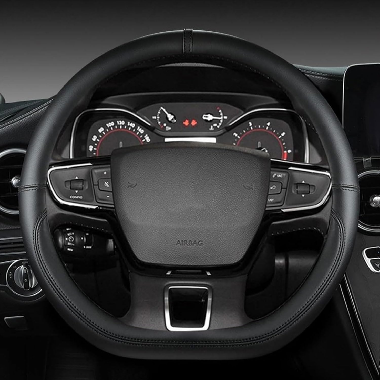 Car Steering Wheel Cover for Hyundai Kona II 2023 2024 2025, Handle Covers All Inclusive Steering Wheels wrap Anti-Slip Breathable Interior Accessories,E/Black