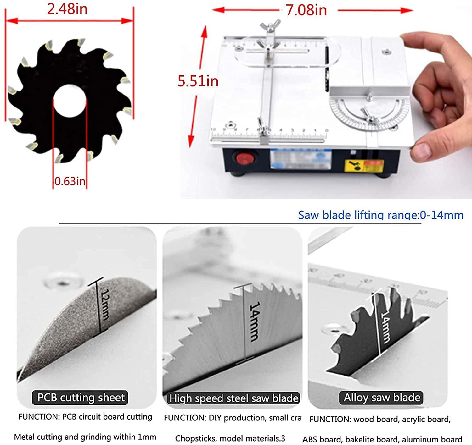 S3 Mini Tafelzaag Houtbewerking Elektrische Kleine Bank Zaag Handgemaakte Diy Hobby Model Ambachten Snijgereedschap 775 Motor 96w 63mm