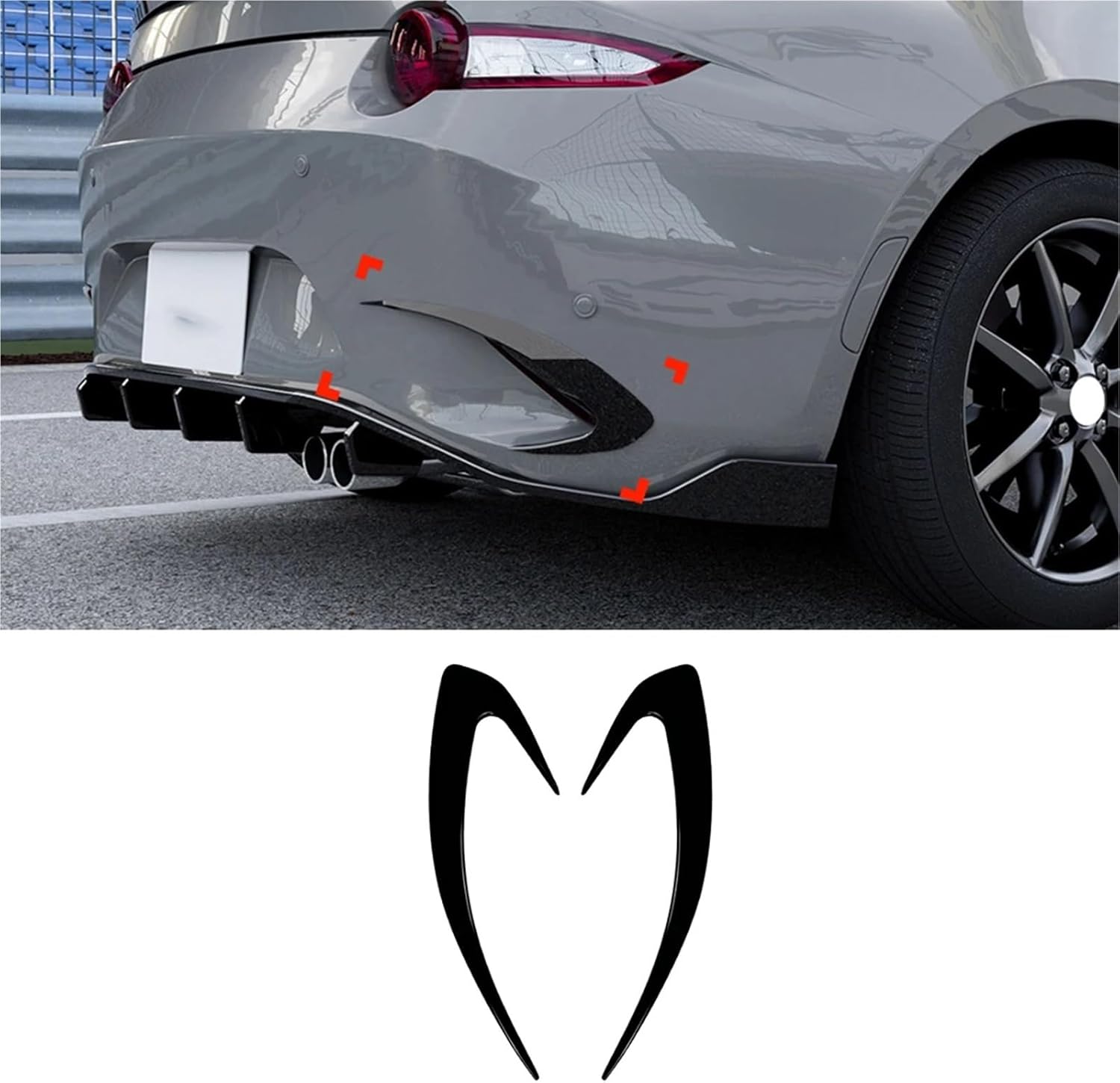 Car Rear Bumper Splitter Side Spoiler Air Vent Wind Knife Body Kits Compatible with Mazda MX-5 Miata ND 2016 2017 2018 2019 2020 2021-2024(Glossy Black)