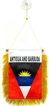 1000 Flags Antigua and Barbuda Flag Car Window Hanging Pennant